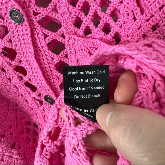 POL Pink Crochet Button-Up Cardigan - Picture 5 of 7